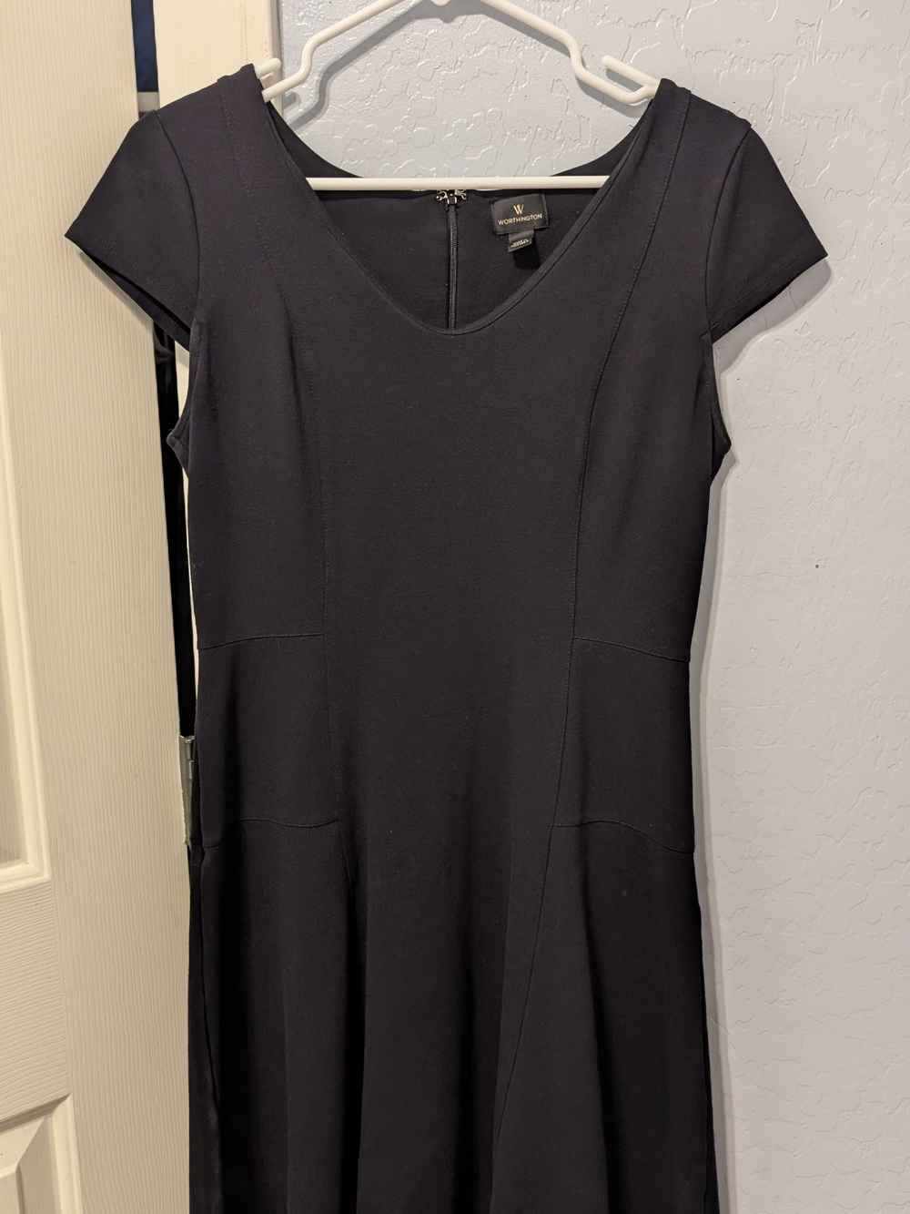 Worthington Black Cap Sleeve Fit-and-Flare Dress